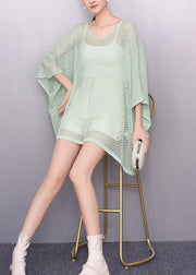 Light Green Sheer Long Smock Oversized Batwing Sleeve