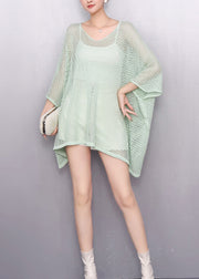 Light Green Sheer Long Smock Oversized Batwing Sleeve