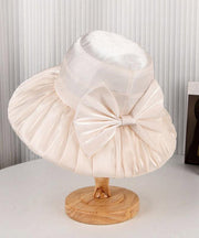Light Khaki Bow Bucket Hat Summer Thin Breathable