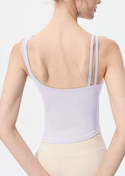 Light Purple Oblique Shoulder Yoga Tops