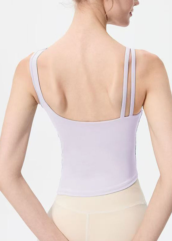 Light Purple Oblique Shoulder Yoga Tops