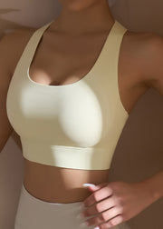 Light Yellow Hollow Out Sports Bra Tank Top