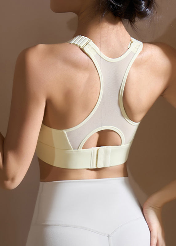 Light Yellow Hollow Out Sports Bra Tank Top