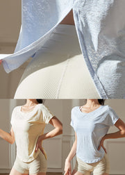 Light Yellow Side Open Loose Fitting Workout Tops
