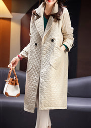 Loose Apricot Peter Pan Collar Pockets Cotton Coats Long Sleeve