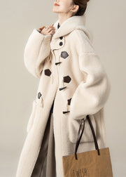 Loose Apricot Pockets Thick Faux Fur Hooded Coats Winter