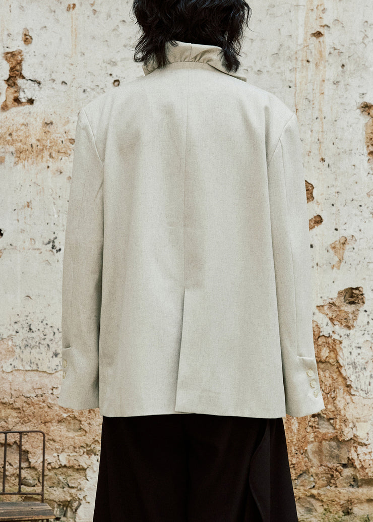Loose Apricot Ruffled Button Back Side Open Cotton Coat Fall