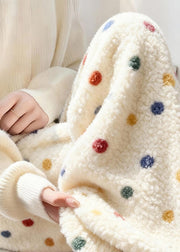 Loose Beige Colorful Dots Elastic Waist Fluffy Pants Winter