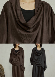 Loose Black Asymmetrical Solid Top Tops Fall