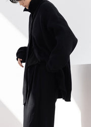 Loose Black Button Cotton Knit Cardigans Coats Fall