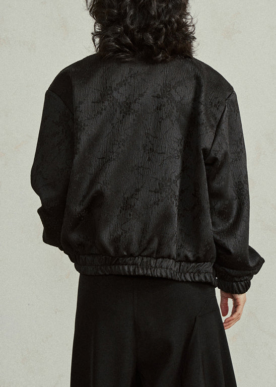 Loose Black Peter Pan Collar Zippered Silk Coats Fall