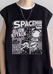 Loose Black Print Cozy Cotton Mens Men T Shirt Summer