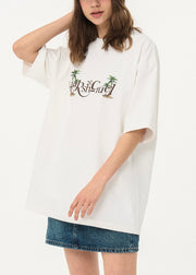 Loose Black Print Letter Cotton Mens T Shirt Summer