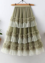 Loose Black Ruffled Elastic Waist Tulle Skirts Summer