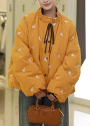 Loose Black Wrinkled Print Duck Down Puffer Coat Winter