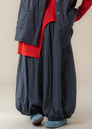 Loose Blue High Waist Lantern Pants Winter