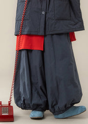Loose Blue High Waist Lantern Pants Winter