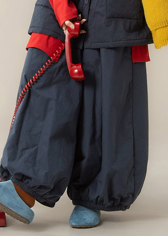 Loose Blue High Waist Lantern Pants Winter