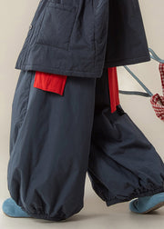 Loose Blue High Waist Lantern Pants Winter