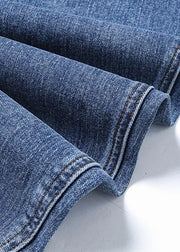 Loose Blue High Waist Patchwork Denim Pants Summer
