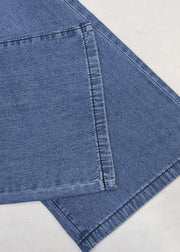 Loose Blue Lace Up High Waist Denim Wide Leg Pants Spring