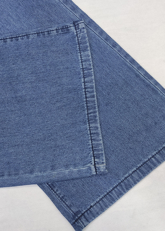 Loose Blue Lace Up High Waist Denim Wide Leg Pants Spring