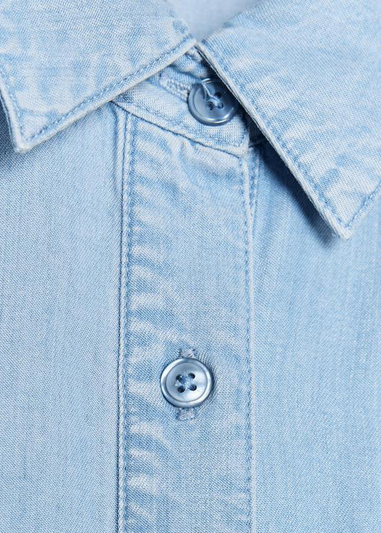 Loose Blue Peter Pan Collar Button Denim Jumpsuit Fall