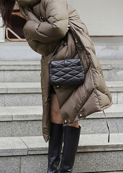 Loose Brown Hooded Button Duck Down Down Coats Winter
