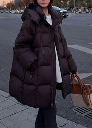 Loose Coffee Pockets Plaid Patchwork Detachable Parkas Winter