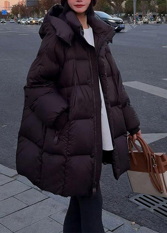 Loose Coffee Pockets Plaid Patchwork Detachable Parkas Winter