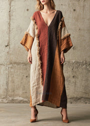 Loose Colorblock Asymmetrical Patchwork Faux Fur Dress Fall