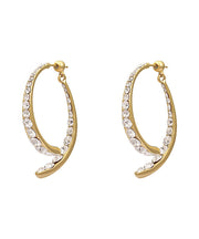 Loose Gold Sterling Silver Overgild Zircon Cross Connection Fish Tail Hoop Earrings