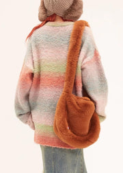 Loose Green Gradient Color Cozy Knit Sweater Winter