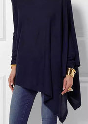 Loose Green Turtleneck Asymmetrical Top Spring