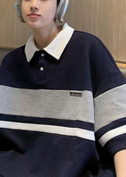 Loose Grey Button Patchwork Cotton Mens Mens Polo Shirts Summer