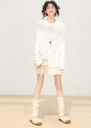 Loose Grey O-Neck Tie Dye Cotton Shirt Spring