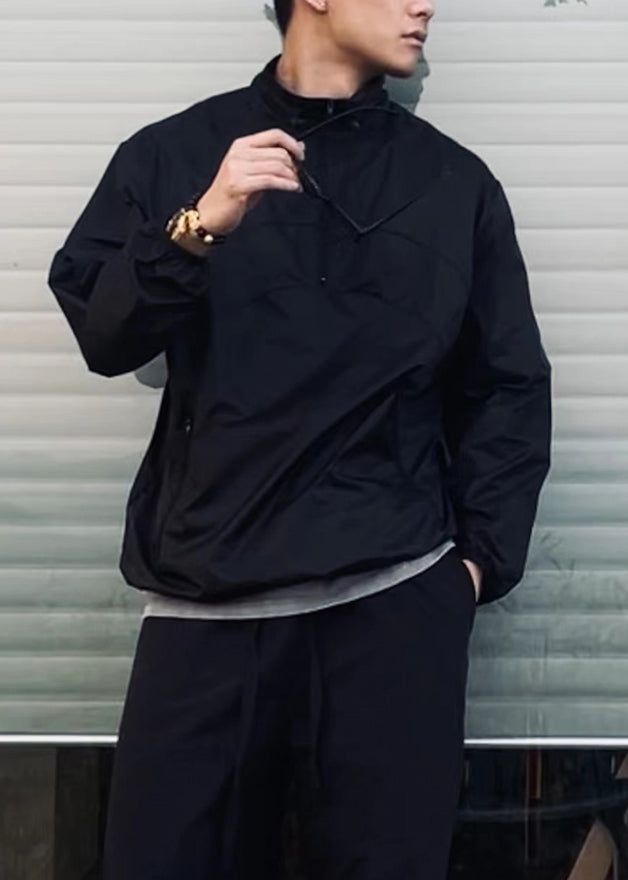 Loose Grey Zip Up Drawstring Ice Silk Men UPF 50+ Coat Summer