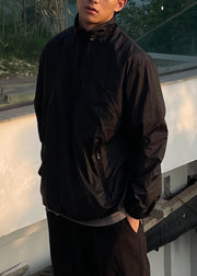 Loose Grey Zip Up Drawstring Ice Silk Men UPF 50+ Coat Summer