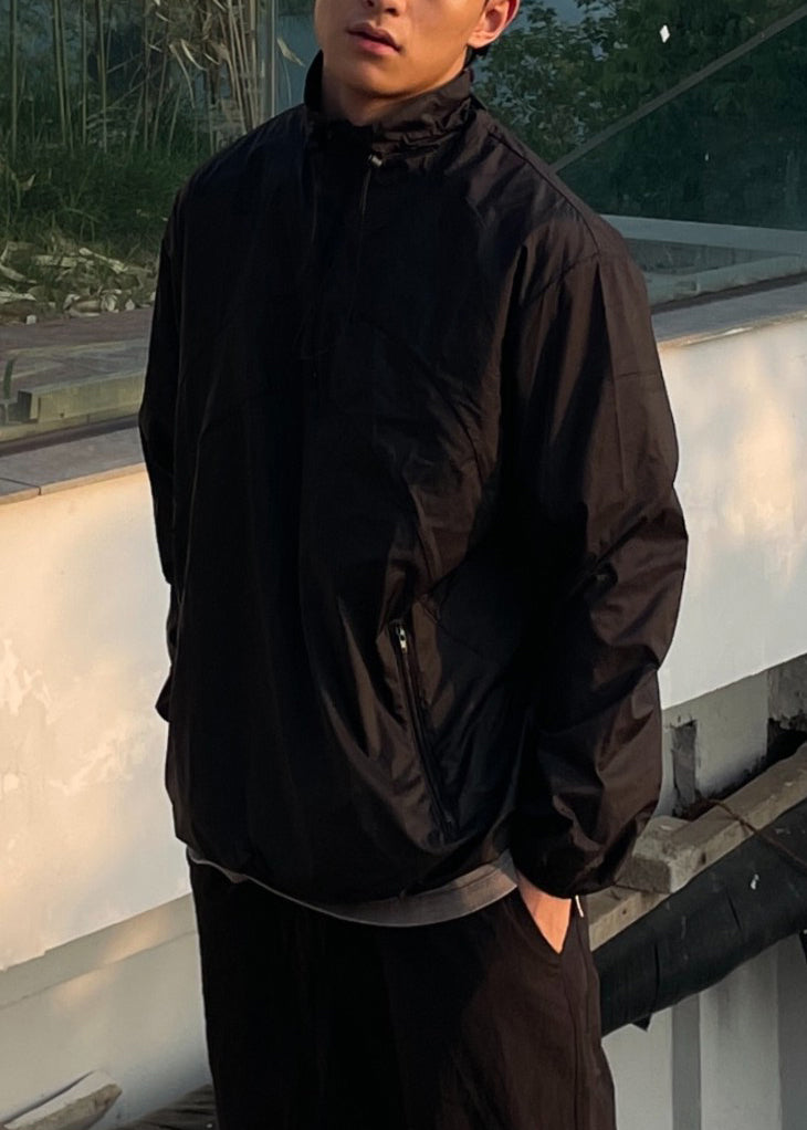 Loose Grey Zip Up Drawstring Ice Silk Men UPF 50+ Coat Summer