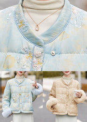 Loose Khaki Embroidered Patchwork Duck Down Down Coats Winter