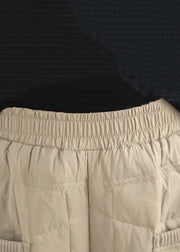 Loose Khaki Pockets Plaid Cotton Filled Pants Winter