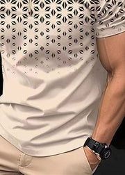 Loose Khaki Zip Up Print Cotton Mens Polo Shirts Summer