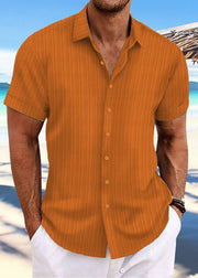 Loose Light Blue Peter Pan Collar Button Solid Cotton Shirt Men Summer