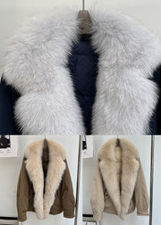 Loose Navy Fox Collar Patchwork Duck Down Parkas Winter