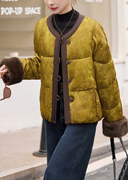 Loose O Neck Button Fine Cotton Filled Puffer Coat Winter