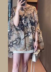 Loose O-Neck Print Cotton Shirts Fall