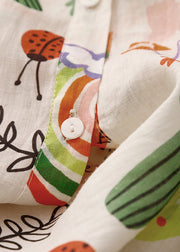 Loose Peter Pan Collar Print Cotton Shirts Spring