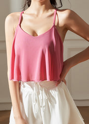 Loose Pink Cold Shoulder Tulle Crossing Yoga Top