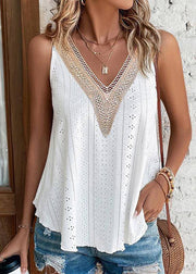 Loose Pink Hollow Out Thin Tank Sleeveless