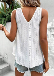 Loose Pink Hollow Out Thin Tank Sleeveless